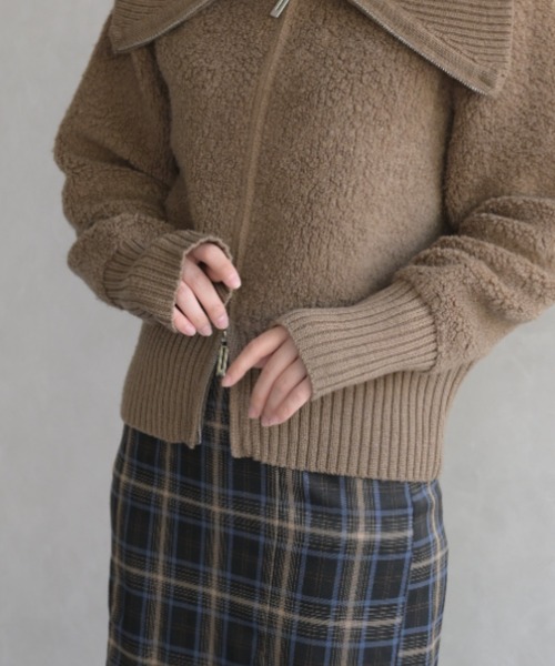 31 Sons de mode（トランテアン　ソン　ドゥ　モード）の「ダブルジップニットコーディガン（カーディガン/ボレロ・レディース・キャメル/ネイビー・ﾌﾘ-）」の16枚目の写真
