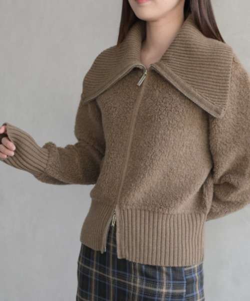 31 Sons de mode（トランテアン　ソン　ドゥ　モード）の「ダブルジップニットコーディガン（カーディガン/ボレロ・レディース・キャメル/ネイビー・ﾌﾘ-）」の7枚目の写真