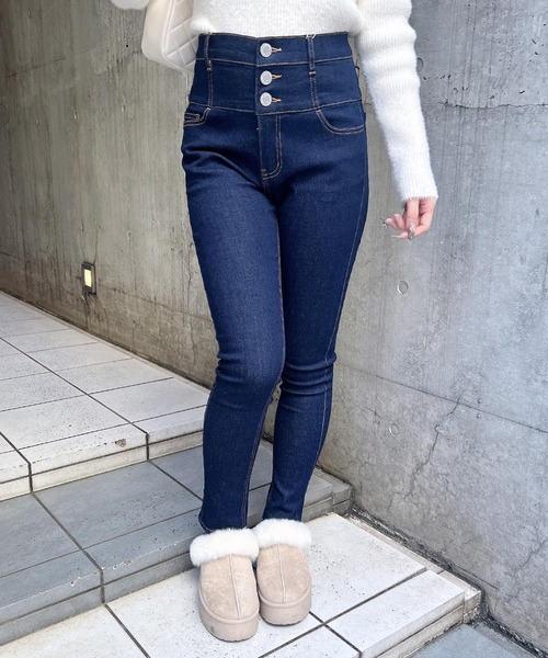 INGNI(イング)の「【WEB限定】ハイウエストスキニーデニムパンツ(デニムパンツ・レディース・ブルー系その他4/インディゴブルー・S/M)」の4枚目の写真