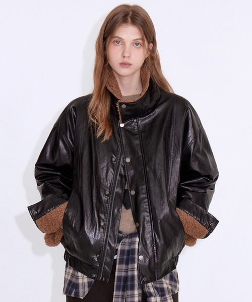 ボア切り替え フェイクレザージャケット FD25M032【Fano Studios
