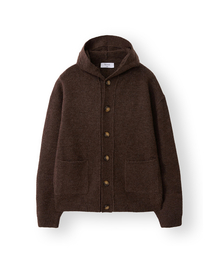 Hooded Button Knit Cardigan [Brown]