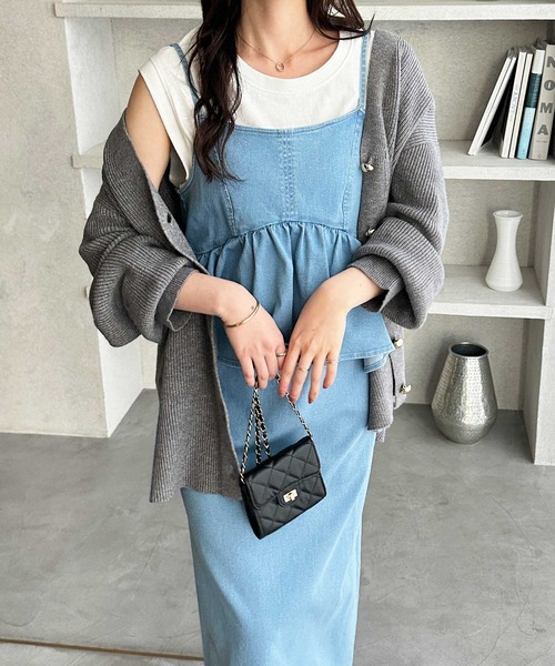 GeeRA(ジーラ)の「【S-LL展開】洗える楽ちんストレッチ!全骨格対応デニムペプラムキャミワンピース(ワンピース・レディース・ブラック/サックスブルー/ブルー・X-LARGE/LARGE/MEDIUM/SMALL)」の14枚目の写真
