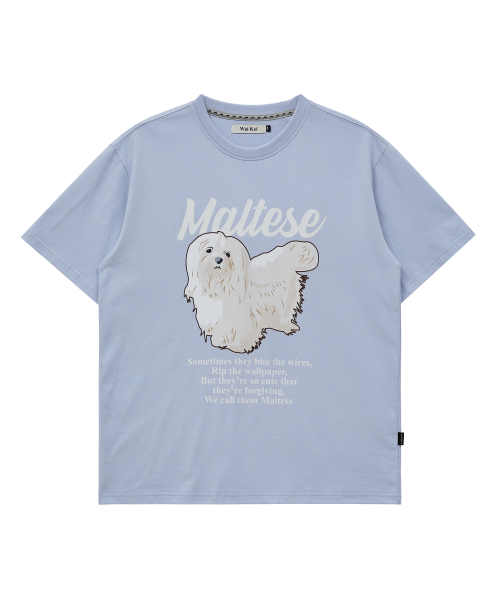 セール】マルチーズイラスト半袖Tシャツスカイブルー（Tシャツ