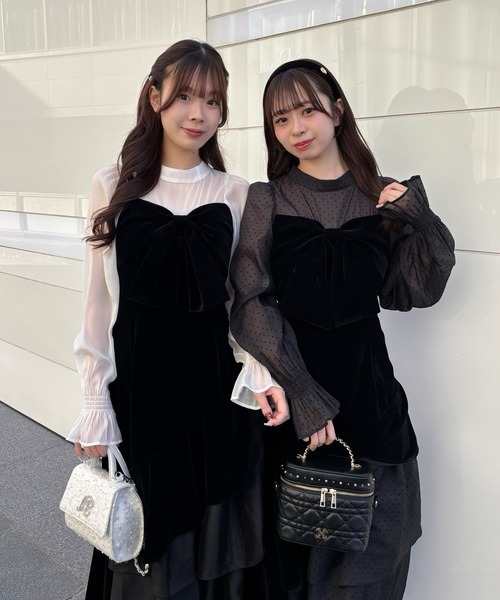 ベロアリボンロングワンピース（ワンピース）｜one after another NICE