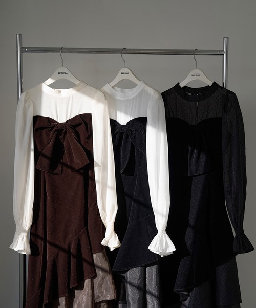 ベロアリボンロングワンピース（ワンピース）｜one after another NICE