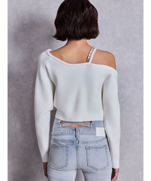 GYDA（ジェイダ）の「Symmetry GYDAワンショルチェーンニットトップス（ニット/セーター・レディース・ブラック/オフホワイト/ピンク・FREE）」の5枚目の写真