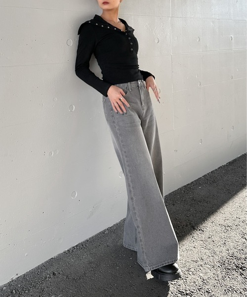 LVEU.（ラブユ.）の「【LVEU.】グレーストレートデニム / ボトムス デニム パンツ グレー ストレート シンプル 色落ち ヴィンテージ ZOZOTOWN限定（デニムパンツ・レディース・グレー・FREE）」の9枚目の写真