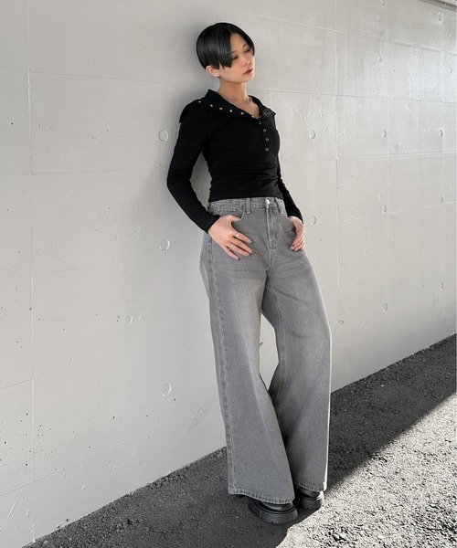 LVEU.（ラブユ.）の「【LVEU.】グレーストレートデニム / ボトムス デニム パンツ グレー ストレート シンプル 色落ち ヴィンテージ ZOZOTOWN限定（デニムパンツ・レディース・グレー・FREE）」の5枚目の写真