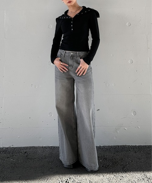 LVEU.（ラブユ.）の「【LVEU.】グレーストレートデニム / ボトムス デニム パンツ グレー ストレート シンプル 色落ち ヴィンテージ ZOZOTOWN限定（デニムパンツ・レディース・グレー・FREE）」の3枚目の写真