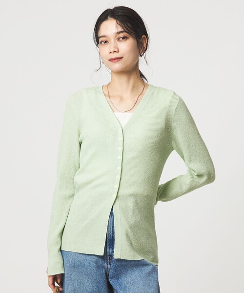 リブ ニット Vネック カーディガン ウォッシャブル（カーディガン