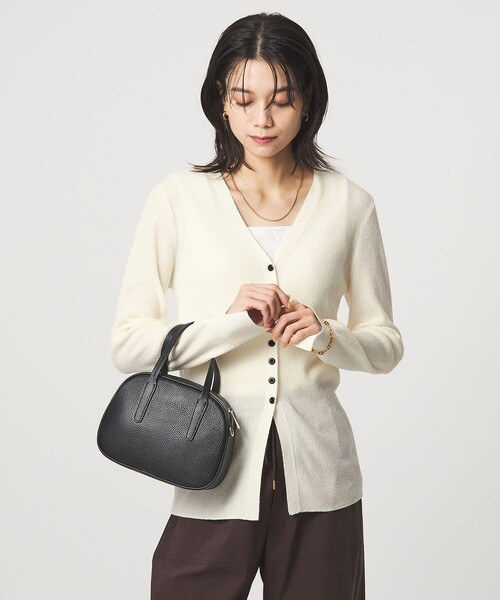 green label relaxing（グリーンレーベルリラクシング）の「リブ ニット Vネック カーディガン ウォッシャブル（カーディガン/ボレロ・レディース・オフホワイト/ブラック/ライム・FREE）」の7枚目の写真