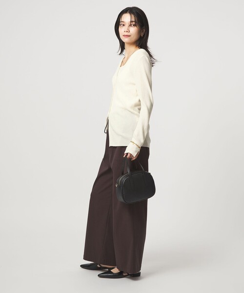 green label relaxing（グリーンレーベルリラクシング）の「リブ ニット Vネック カーディガン ウォッシャブル（カーディガン/ボレロ・レディース・オフホワイト/ブラック/ライム・FREE）」の9枚目の写真