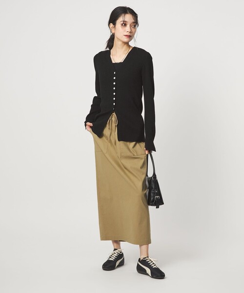 green label relaxing（グリーンレーベルリラクシング）の「リブ ニット Vネック カーディガン ウォッシャブル（カーディガン/ボレロ・レディース・オフホワイト/ブラック/ライム・FREE）」の13枚目の写真