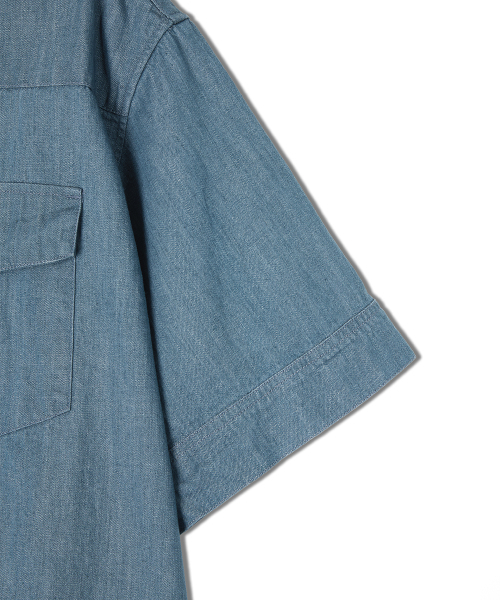 HOOVES（フーブス）の「ストーンウォッシュカラーデニム半袖シャツ[ブルー]（シャツ/ブラウス・メンズ・その他・MEDIUM/LARGE/X-LARGE）」の3枚目の写真