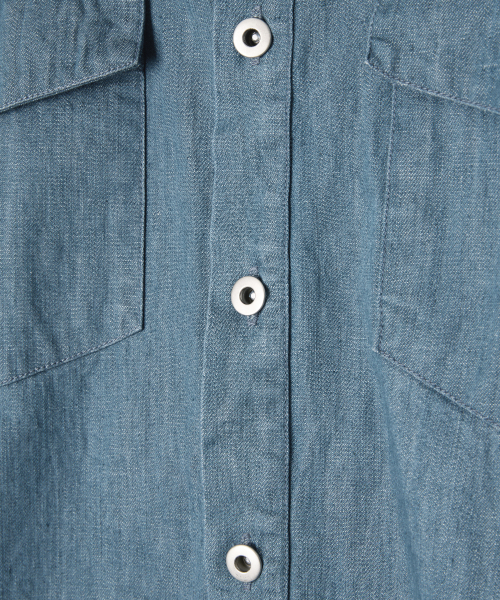 HOOVES（フーブス）の「ストーンウォッシュカラーデニム半袖シャツ[ブルー]（シャツ/ブラウス・メンズ・その他・MEDIUM/LARGE/X-LARGE）」の4枚目の写真