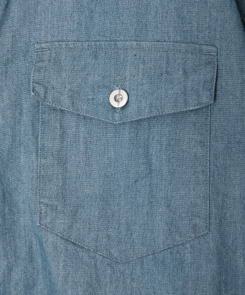 HOOVES（フーブス）の「ストーンウォッシュカラーデニム半袖シャツ[ブルー]（シャツ/ブラウス・メンズ・その他・MEDIUM/LARGE/X-LARGE）」の5枚目の写真