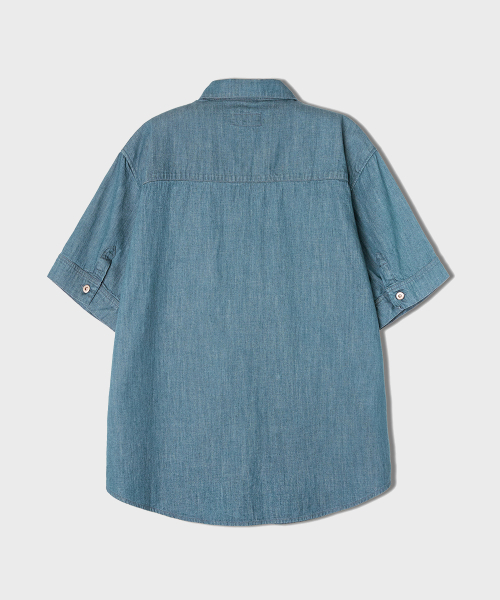 HOOVES（フーブス）の「ストーンウォッシュカラーデニム半袖シャツ[ブルー]（シャツ/ブラウス・メンズ・その他・MEDIUM/LARGE/X-LARGE）」の9枚目の写真