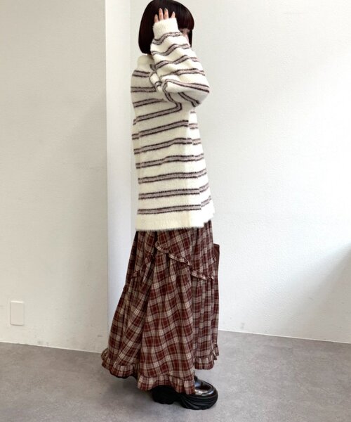 w closet(ダブルクローゼット)の「シャギーポロニット(ニット/セーター・レディース・ブルー/アイボリー/ピンク・FREE)」の9枚目の写真