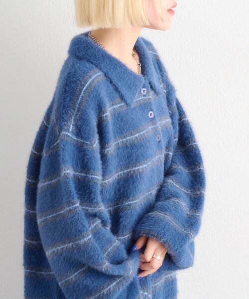 w closet(ダブルクローゼット)の「シャギーポロニット(ニット/セーター・レディース・ブルー/アイボリー/ピンク・FREE)」の14枚目の写真