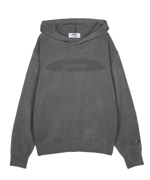 Varigated Logo Plain Hood Knit Charcoal