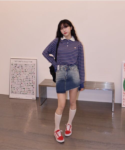 MELLOTORY(メロートリー)の「ストライプカラーTシャツ(アイボリー)(ポロシャツ・レディース・アイボリー・FREE)」の15枚目の写真