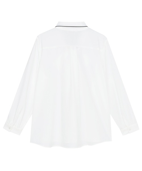 TOKYO SHIRTS(トウキョウシャツ)の「シルキーサテン 配色リボンタイ ブラウス(シャツ/ブラウス・レディース・ベージュ/ホワイト・M/L)」の4枚目の写真