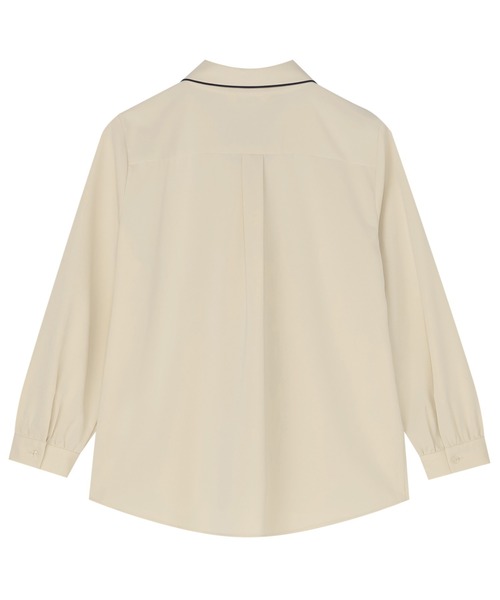 TOKYO SHIRTS(トウキョウシャツ)の「シルキーサテン 配色リボンタイ ブラウス(シャツ/ブラウス・レディース・ベージュ/ホワイト・M/L)」の10枚目の写真