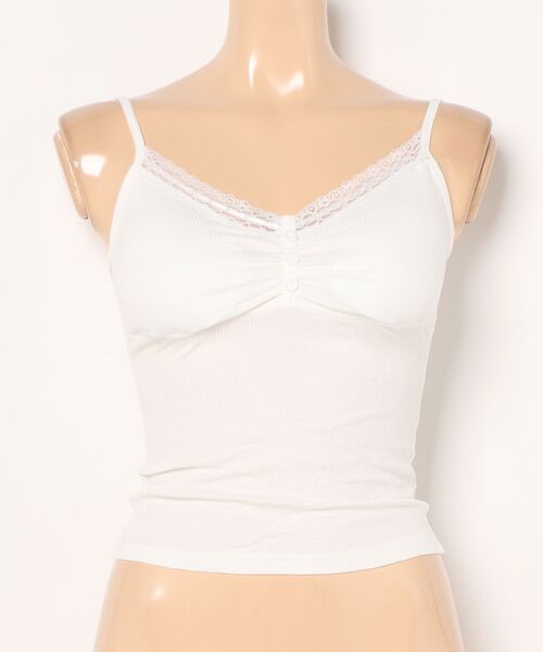 セール】フロント ギャザー 配レース カップ付き キャミソール