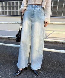 one after another NICE CLAUP | 【S/Mサイズ展開】ウエスト調整/ビジュー付きストレッチデニムパンツ(デニムパンツ)