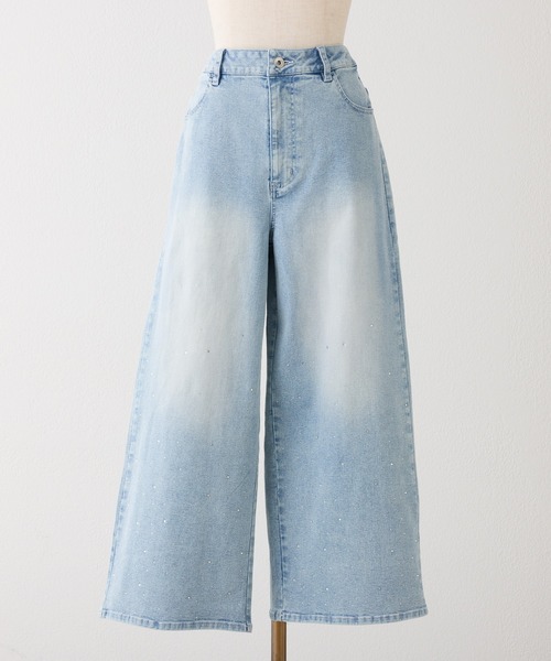 one after another NICE CLAUP(ワンアフターアナザーナイスクラップ)の「【S/Mサイズ展開】ウエスト調整/ビジュー付きストレッチデニムパンツ(デニムパンツ・レディース・ブルー/ブラック/ライトブルー・SMALL/MEDIUM/X-SMALL)」の9枚目の写真