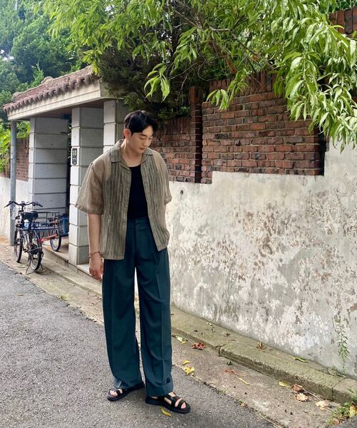 SIGNATURE（シグネチャ）の「ダブルタックワイドスラックス[グリーン]（スラックス・レディース・その他・S/M）」の21枚目の写真