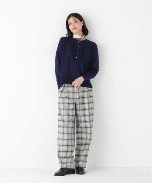 human woman(ヒューマンウーマン)の「◆TRチェックタックワイドテーパードパンツ(その他パンツ・レディース・ダークインディゴブルー/ブラック系その他3・MEDIUM)」の21枚目の写真