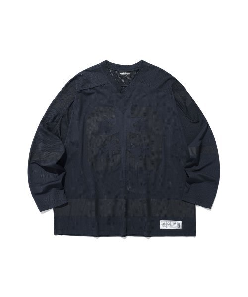 NICE GHOST CLUB(ナイスゴーストクラブ)の「MESH FOOTBALL JERSEY_NAVY(NG2ESUT555A)(Tシャツ/カットソー・レディース・ネイビー・M/S)」の1枚目の写真