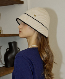 NONLOCAL（ノンローカル）の「Line Point Knit Bonnet Hat - Light Beige（ハット）」