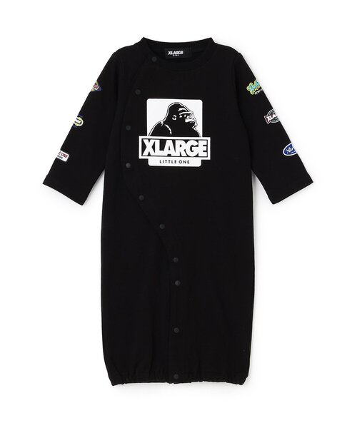 XLARGE KIDS(エクストララージキッズ)の「袖ロゴワッペン風プリントOG長袖2WAYオール(ロンパース・キッズ・ブルー/ブラック/トップグレー・50-70cm)」の2枚目の写真