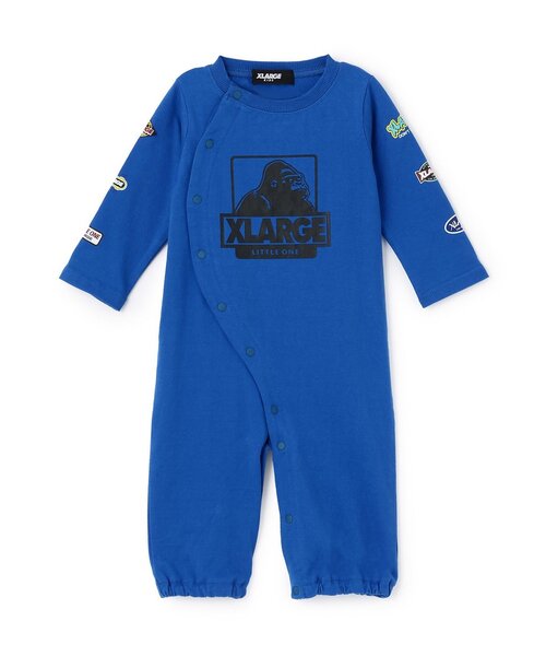 XLARGE KIDS(エクストララージキッズ)の「袖ロゴワッペン風プリントOG長袖2WAYオール(ロンパース・キッズ・ブルー/ブラック/トップグレー・50-70cm)」の5枚目の写真