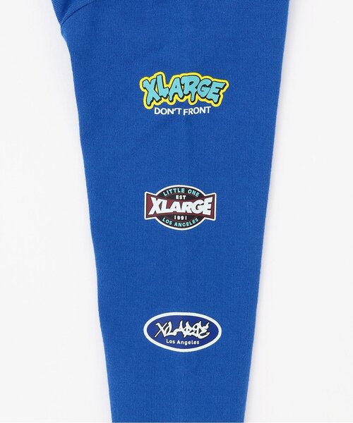 XLARGE KIDS(エクストララージキッズ)の「袖ロゴワッペン風プリントOG長袖2WAYオール(ロンパース・キッズ・ブルー/ブラック/トップグレー・50-70cm)」の9枚目の写真