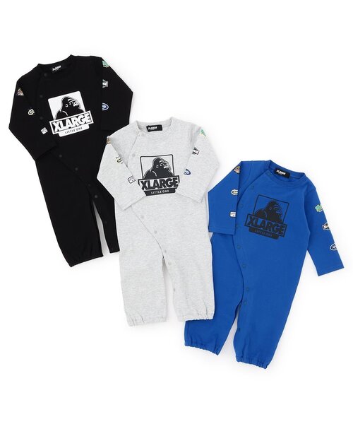 XLARGE KIDS(エクストララージキッズ)の「袖ロゴワッペン風プリントOG長袖2WAYオール(ロンパース・キッズ・ブルー/ブラック/トップグレー・50-70cm)」の13枚目の写真