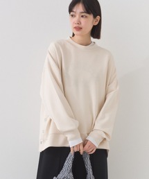 ソフトポンチ 脇スナップスリット入チュニック丈長袖トップス UVカット花粉リリース付