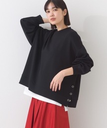 OMNES | ソフトポンチ 脇スナップスリット入チュニック丈長袖トップス UVカット花粉リリース付(Tシャツ/カットソー)