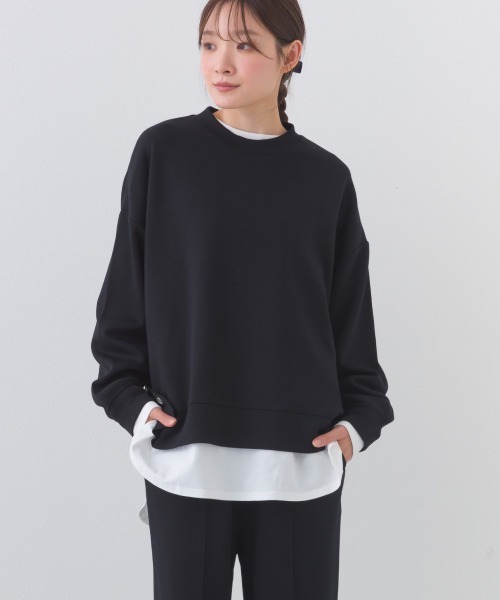 OMNES（オムネス）の「ソフトポンチ 脇スナップスリット入チュニック丈長袖トップス UVカット花粉リリース付（Tシャツ/カットソー・レディース・ブラック/ライトピンク/ベージュ/ライトグレー・FREE）」の5枚目の写真