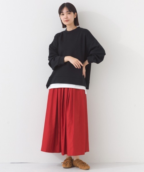 OMNES（オムネス）の「ソフトポンチ 脇スナップスリット入チュニック丈長袖トップス UVカット花粉リリース付（Tシャツ/カットソー・レディース・ブラック/ライトピンク/ベージュ/ライトグレー・FREE）」の8枚目の写真