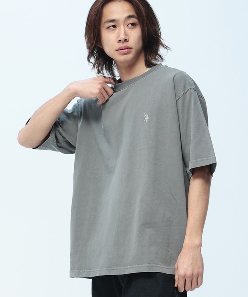 U.S. POLO ASSN.(ユーエスポロアッスン)の「U.S. POLO ASSN. (ユーエスポロアッスン) Tシャツ クルーネック オーバーシャツ コットン PLM61208(Tシャツ/カットソー・メンズ・アイボリー/ブルー/グレー/ピンク/ダークブルー・LL/M/L)」の1枚目の写真