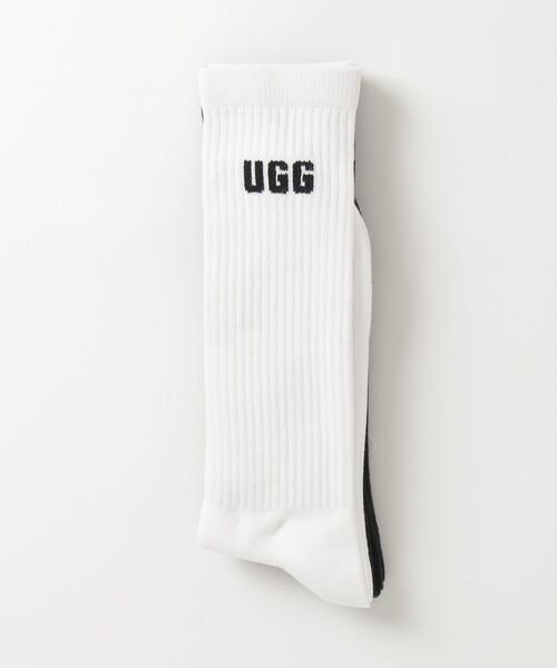 UGG（アグ）の「アグ【UGG】- 2足セット ソックス【MLEANDERLOGOCREW 2PACK 1172201-WBLC】（ソックス/靴下・メンズ・ホワイト×ブラック・ONE SIZE）」の3枚目の写真