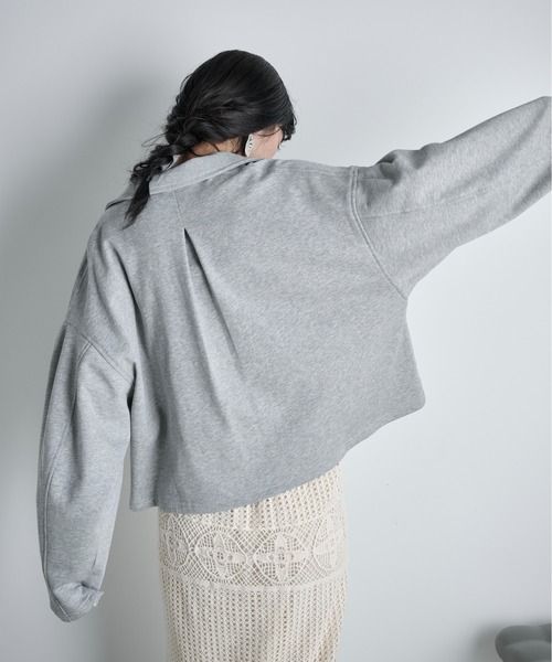 THE YOn（ザヨン）の「コットン裏毛スキッパートップス（スウェット・レディース・グレー/チャコールグレー/クリーム/ピンク・FREE）」の7枚目の写真