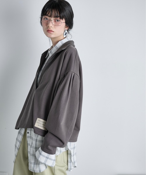 THE YOn（ザヨン）の「コットン裏毛スキッパートップス（スウェット・レディース・グレー/チャコールグレー/クリーム/ピンク・FREE）」の15枚目の写真