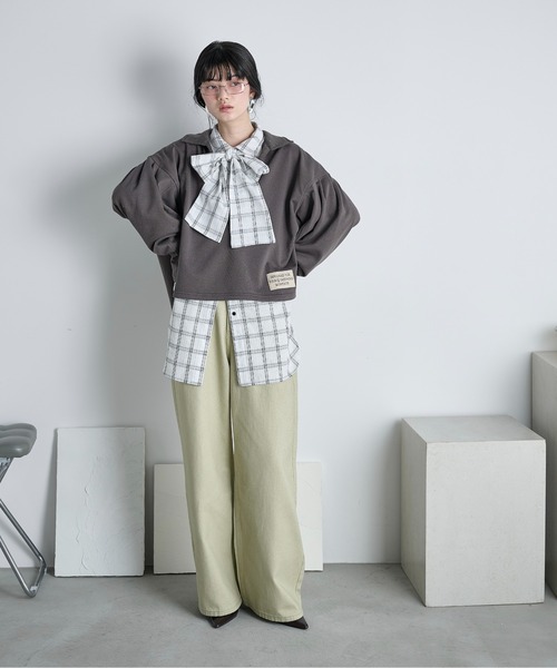 THE YOn（ザヨン）の「コットン裏毛スキッパートップス（スウェット・レディース・グレー/チャコールグレー/クリーム/ピンク・FREE）」の19枚目の写真