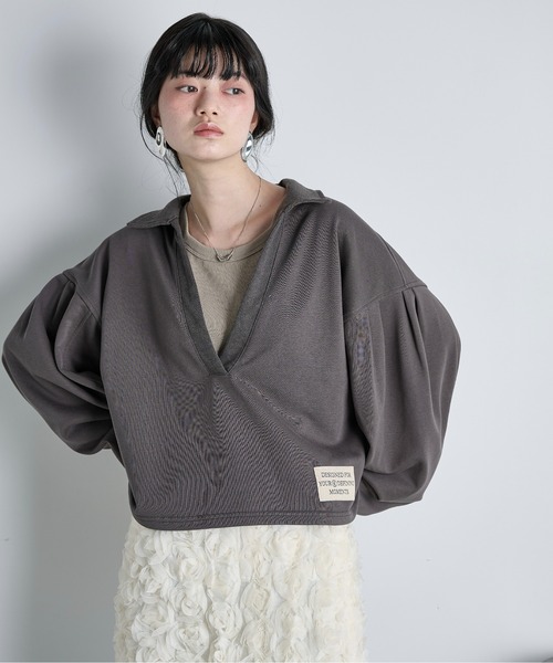 THE YOn（ザヨン）の「コットン裏毛スキッパートップス（スウェット・レディース・グレー/チャコールグレー/クリーム/ピンク・FREE）」の21枚目の写真