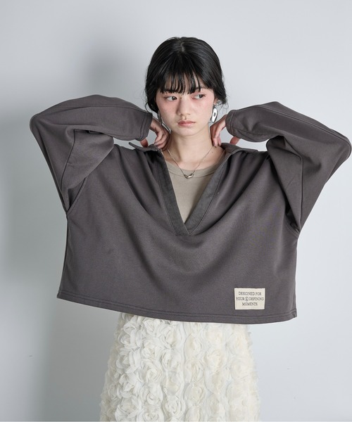 THE YOn（ザヨン）の「コットン裏毛スキッパートップス（スウェット・レディース・グレー/チャコールグレー/クリーム/ピンク・FREE）」の22枚目の写真