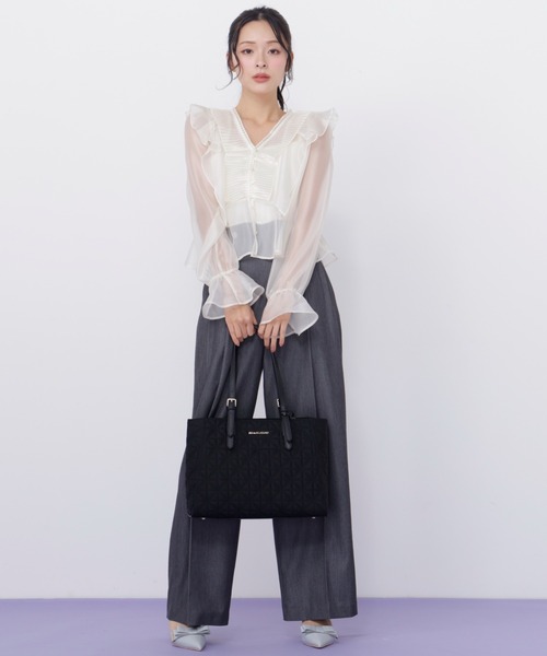 JILL by JILL STUART(ジルバイジルスチュアート)の「パイピングスラックス(その他パンツ・レディース・ネイビー/グレー・MEDIUM/SMALL)」の4枚目の写真